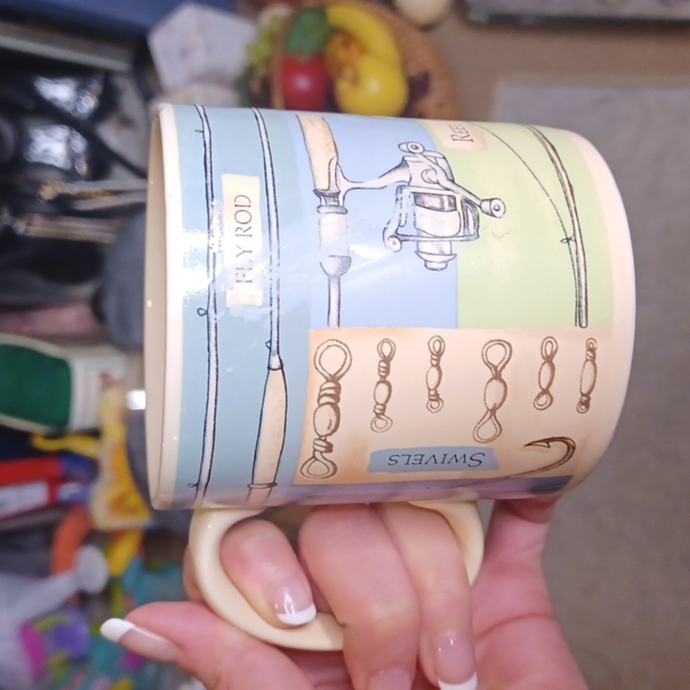 Russ fishing coffee cup mug
